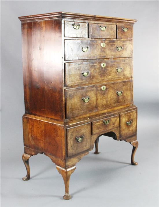 An early 18th century walnut chest on stand, W.3ft3in. D.1ft10in. H.4ft9in.